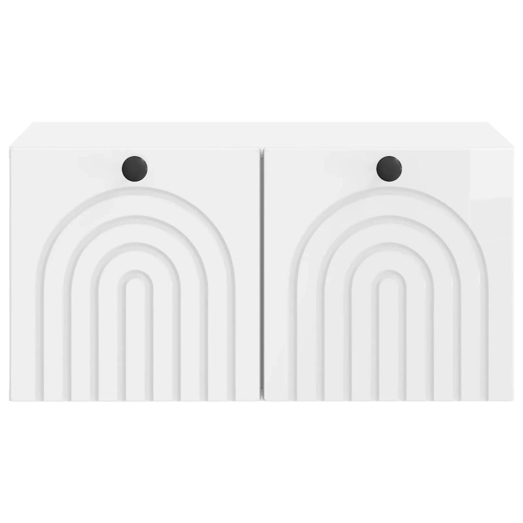 Mobile Porta TV da Muro-Credenza per TV sospesa Bianco Lucido 59,5 x 41 x 30 cm 735811