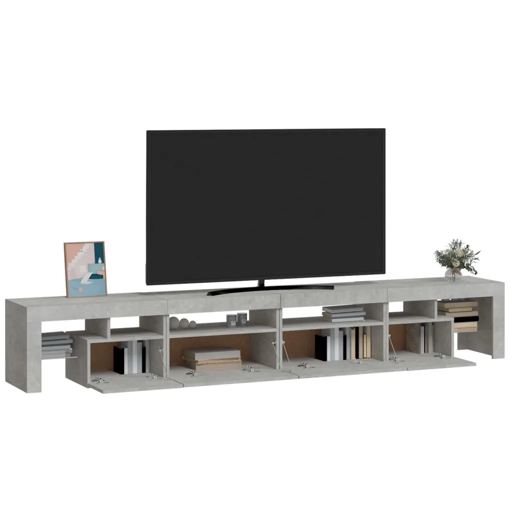 Mobile Porta TV con Luci LED-Mobile per TV-Credenza TV Grigio Cemento 260x36,5x40 cm
