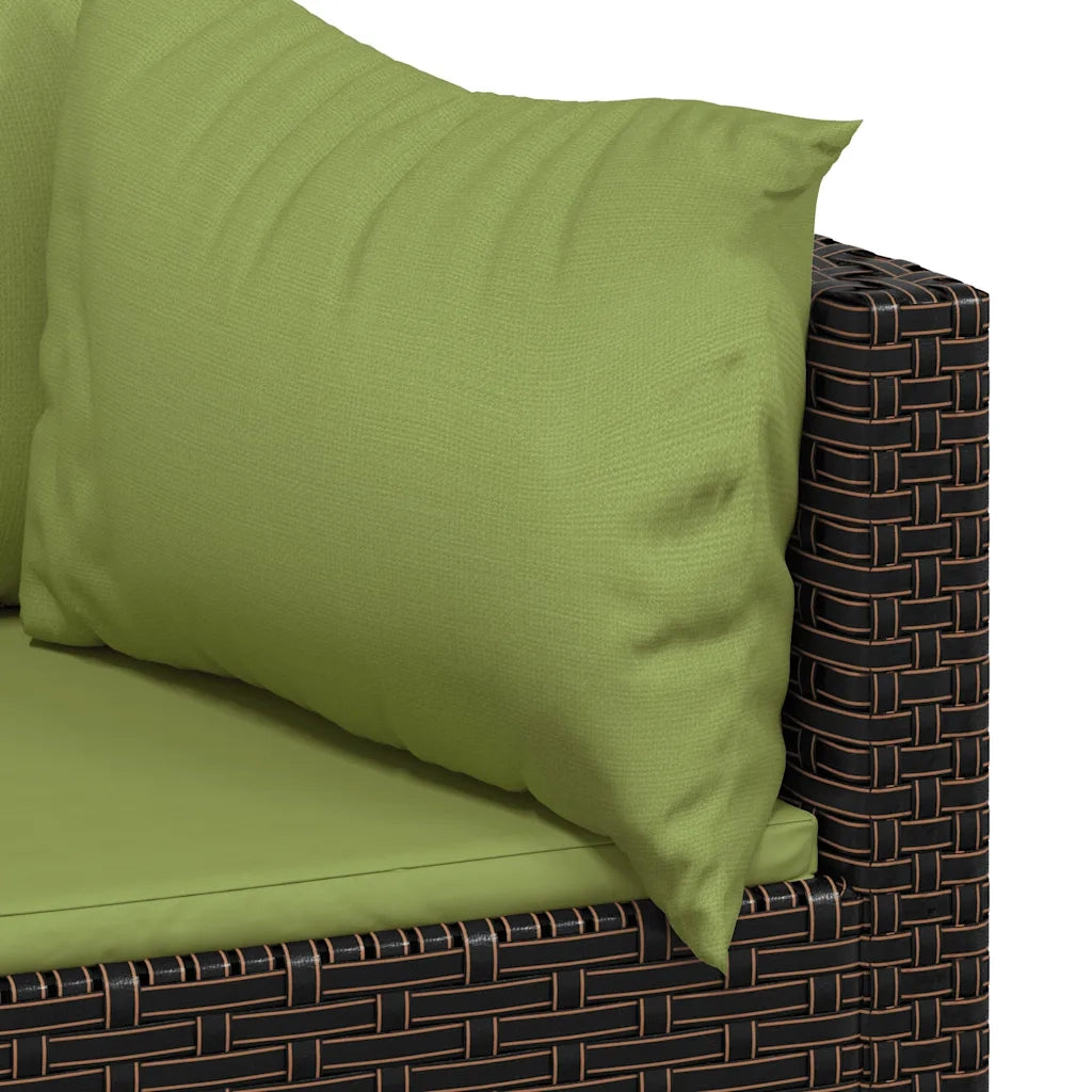 Divani Angolari da Giardino con Cuscini 2pz Polyrattan Marrone 319838