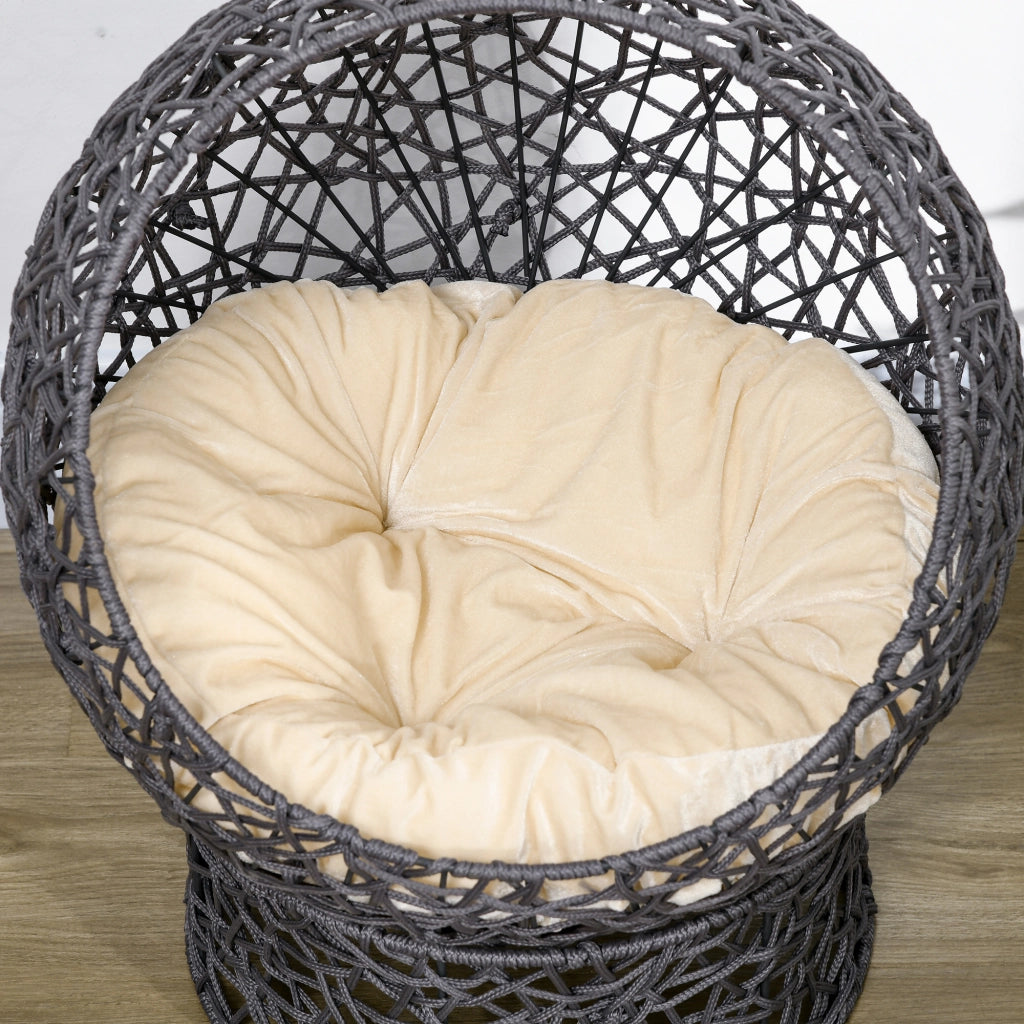 Cuccia per Gatti con Cuscino ¨C Minimal ¨C 50x50x60 cm, Cremebianco e Marrone