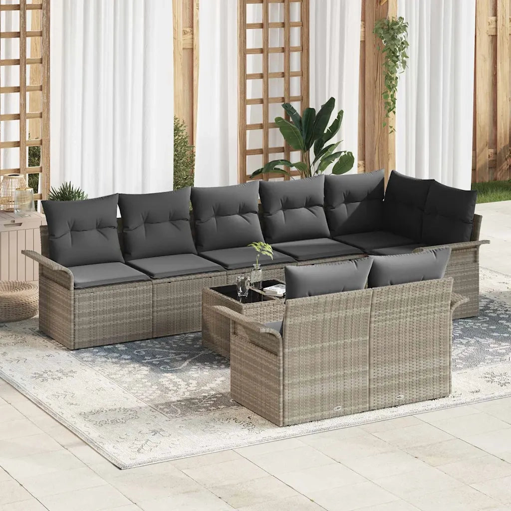 Set Divano da Giardino 9 pcs Grigio chiaro polyrattan 3354091