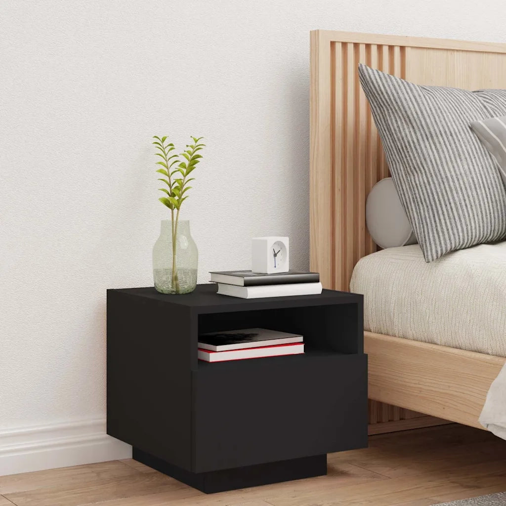 Comodino con Luci LED Nero 40x39x37 cm 836800