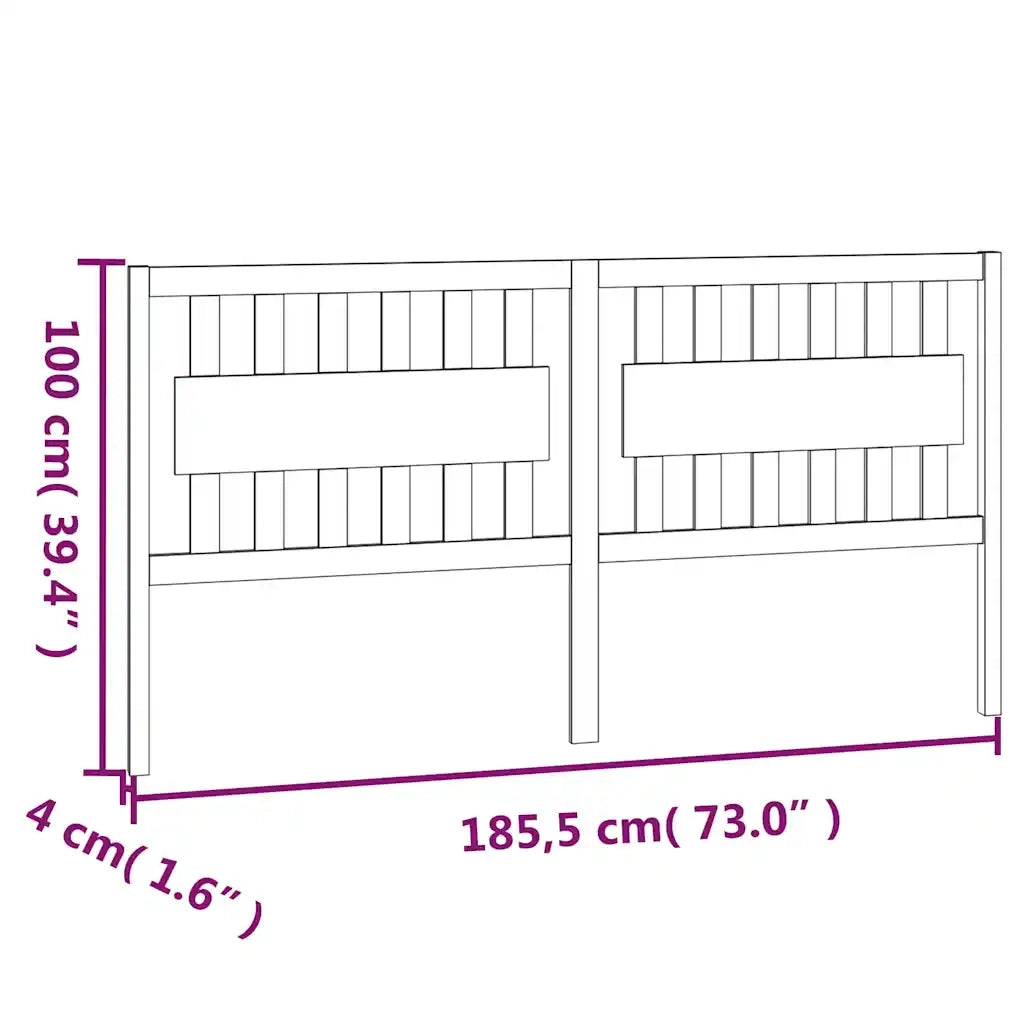 Testiera | Testata per Letto Bianca 185,5x4x100 cm Legno Massello di Pino