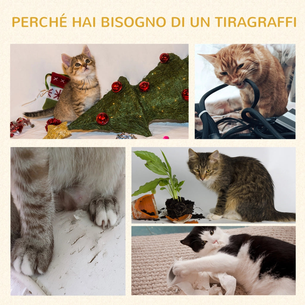 Albero Tiragraffi per Gatti con Cuccia e Cuscino ¨C Minimal ¨C Peluche e Corda Sisal