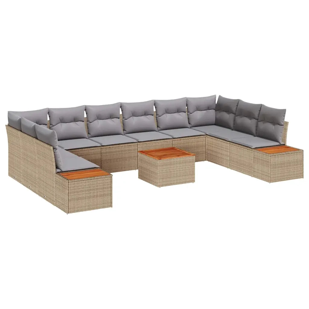 Set Divano da Giardino 10 pcs Beige e Grigio Chiaro Polyrattan 3356850