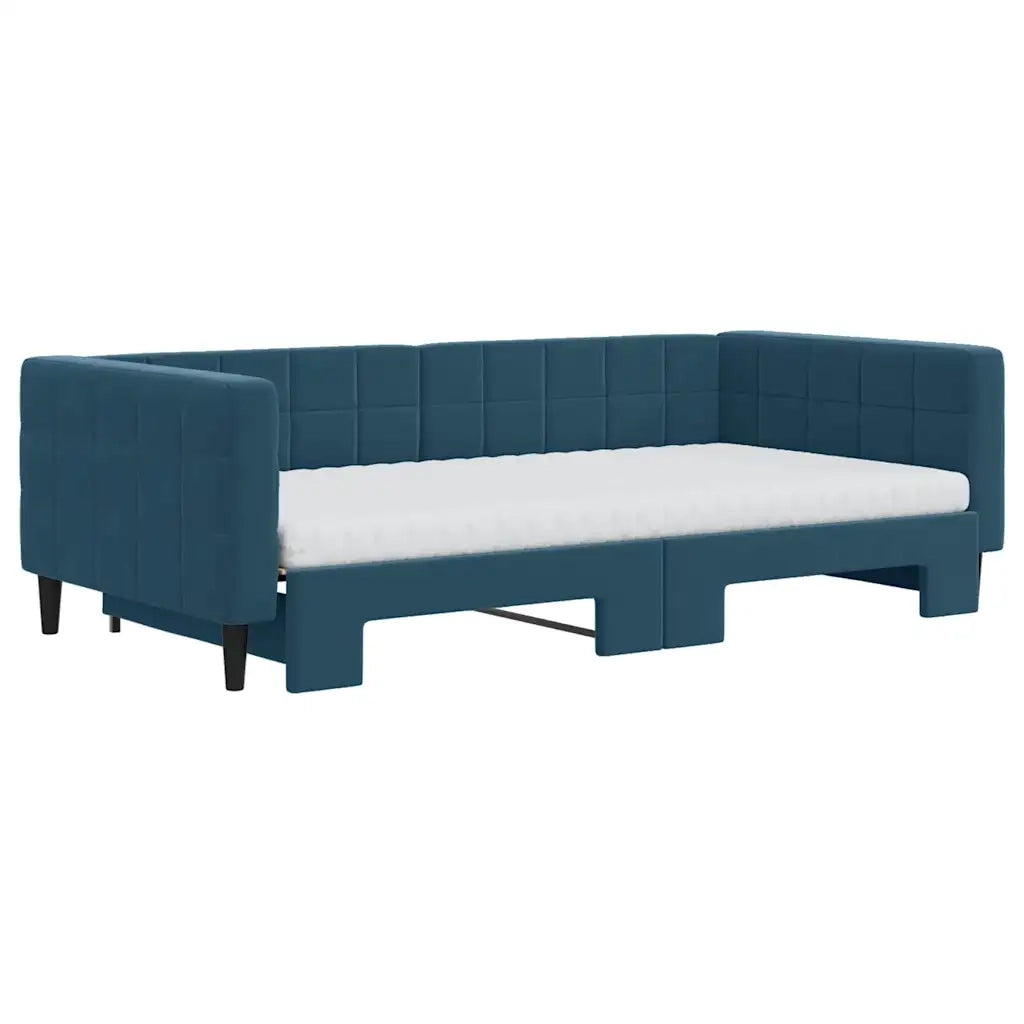 Divano Letto Estraibile con Materassi Blu 100x200 cm Velluto 3196721