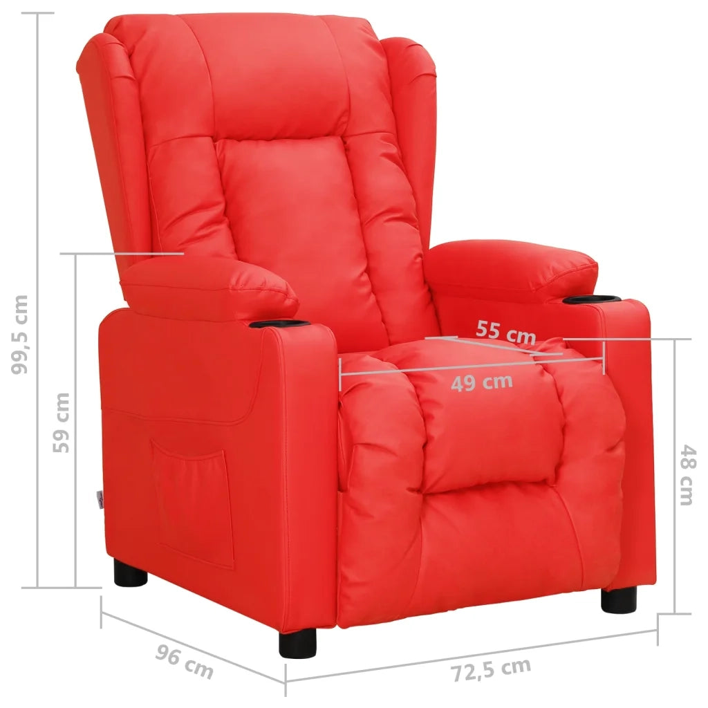 Poltrona Reclinabile Rossa in Similpelle 339073
