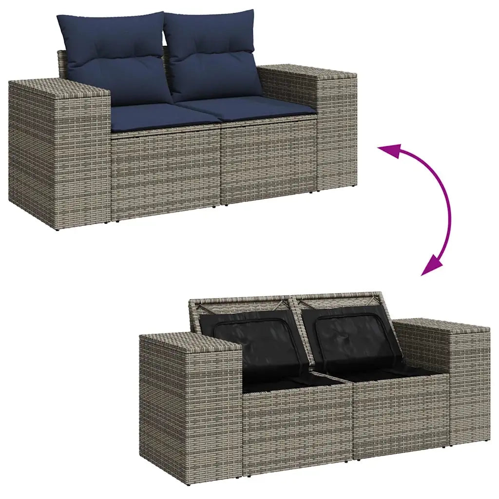 Set Divano da Giardino 8pz con Cuscini Grigio Polyrattan Acacia 3326842