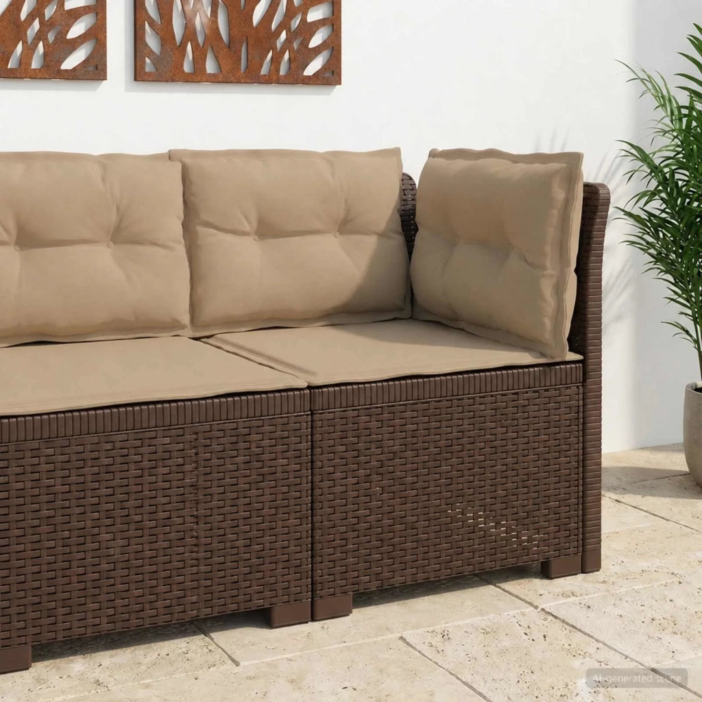 Divano da Giardino a 1 Posto con Cuscini Aspetto Rattan PP 8011838
