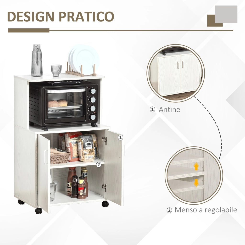 Armadio Cucina con Ruote e Ripiano ¨C Zephmum ¨C Bianco 60.4x40.3x97cm