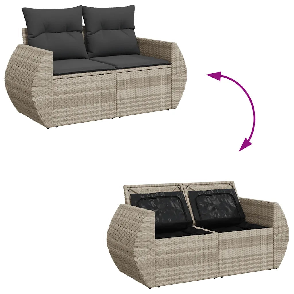 Set Divano da Giardino 8pz con Cuscini Grigio Chiaro Polyrattan 3326603