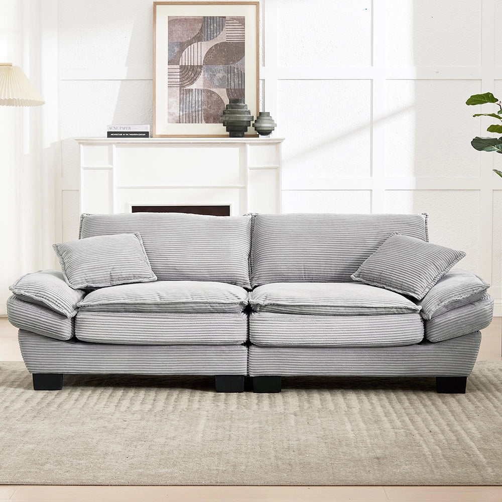 Divano letto doppio - Xylo - Con molle, cuscino incluso, grigio chiaro