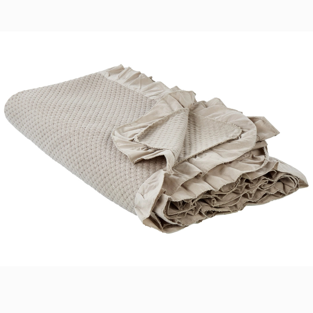 Copriletto in cotone tortora 220 x 200 cm con balza decorativa Camera da letto