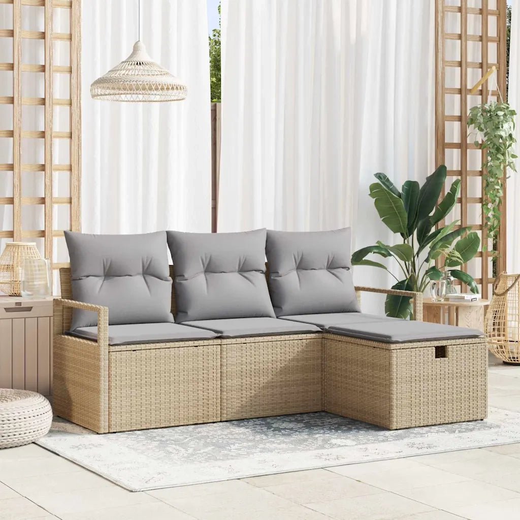 Set di divani 4 pcs Beige e Grigio Chiaro polyrattan 3359149