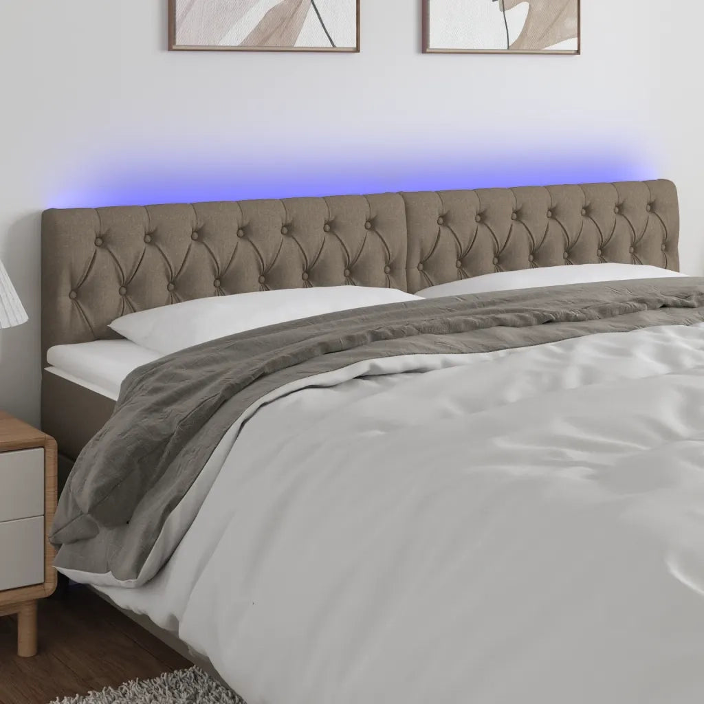 Testiera | Testata a LED Tortora 180x7x78/88 cm in Tessuto