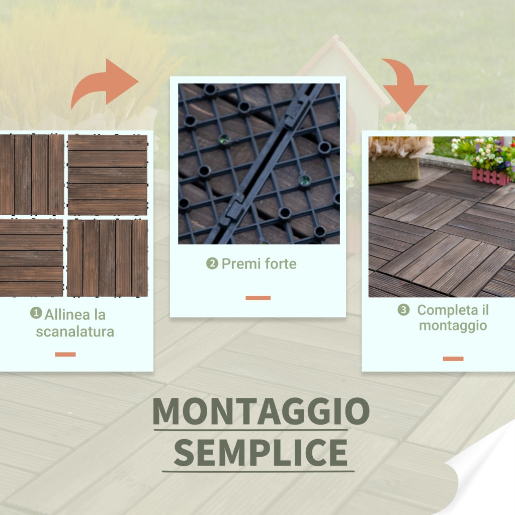 Pavimento in Legno per Esterni ¨C Minimal ¨C Set 27 Pezzi, 30x30x2.5 cm