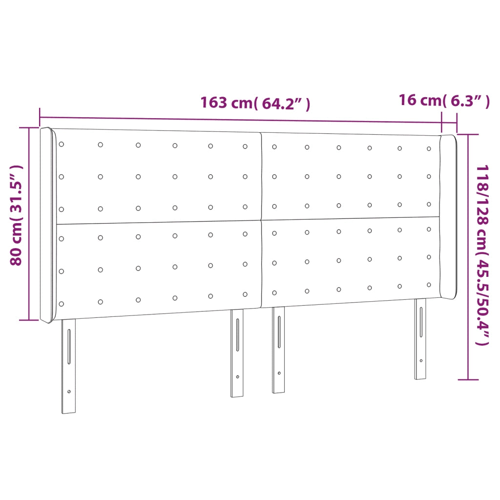 Testiera a LED GrigioScuro 163x16x118/128cm inTessuto 3124489