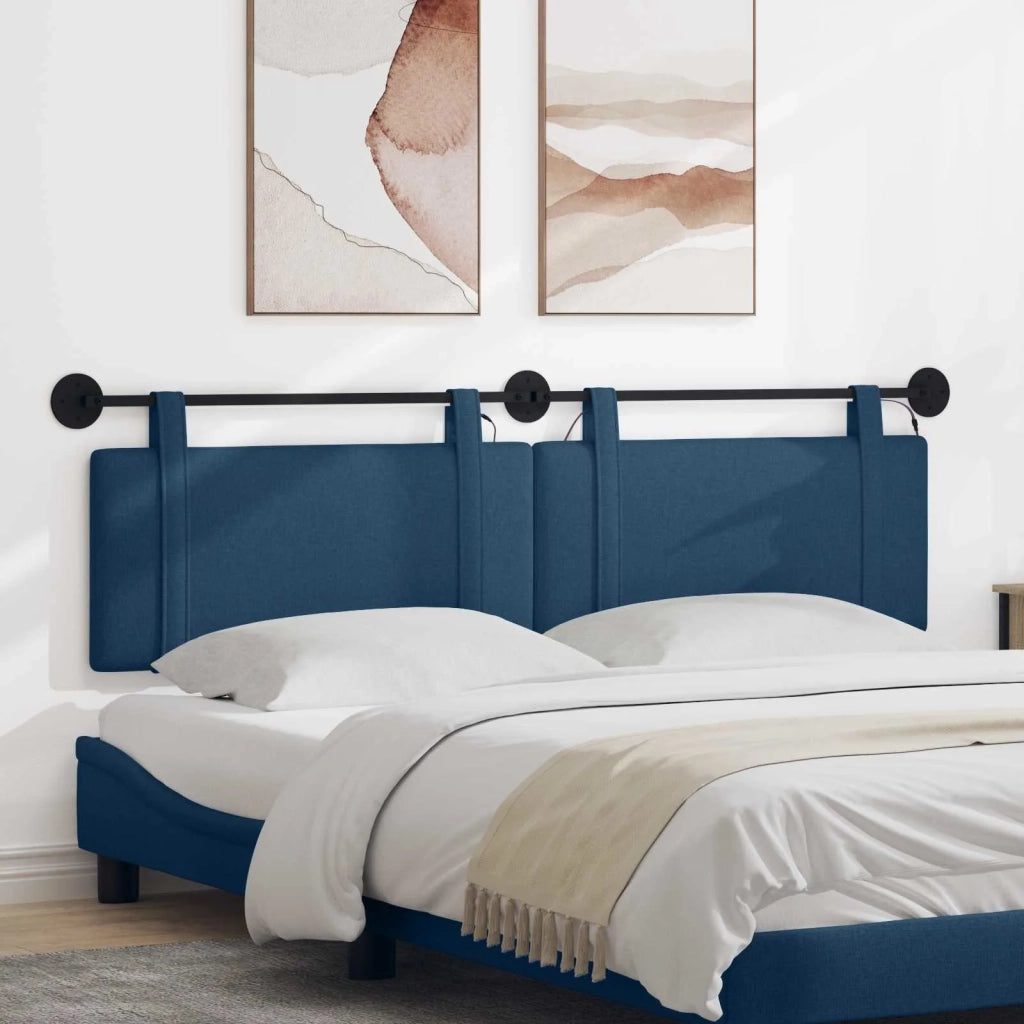 Testiera | Testata sospesa Con luce LED Blu Tessuto