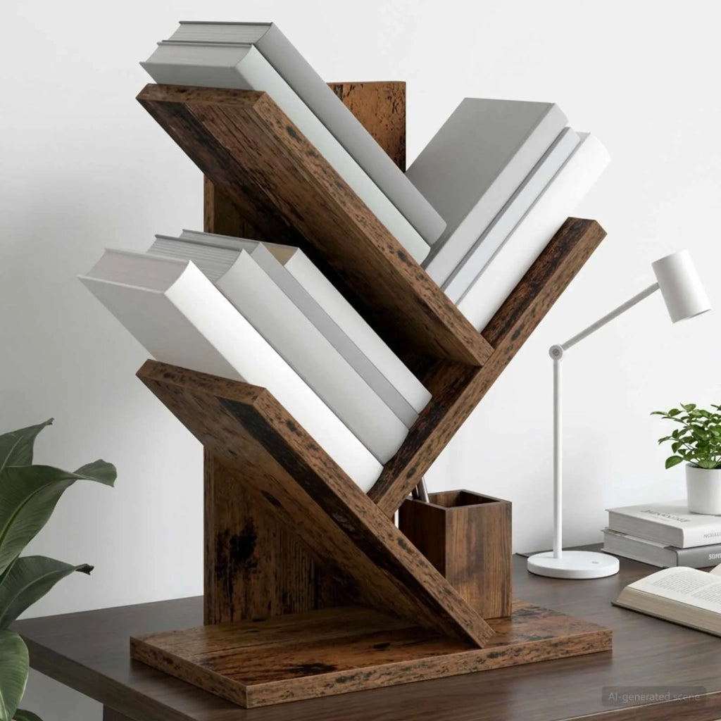 Scaffale per Libri a Forma di Albero 3 Strati 30 x 18 x 40 cm 8012354