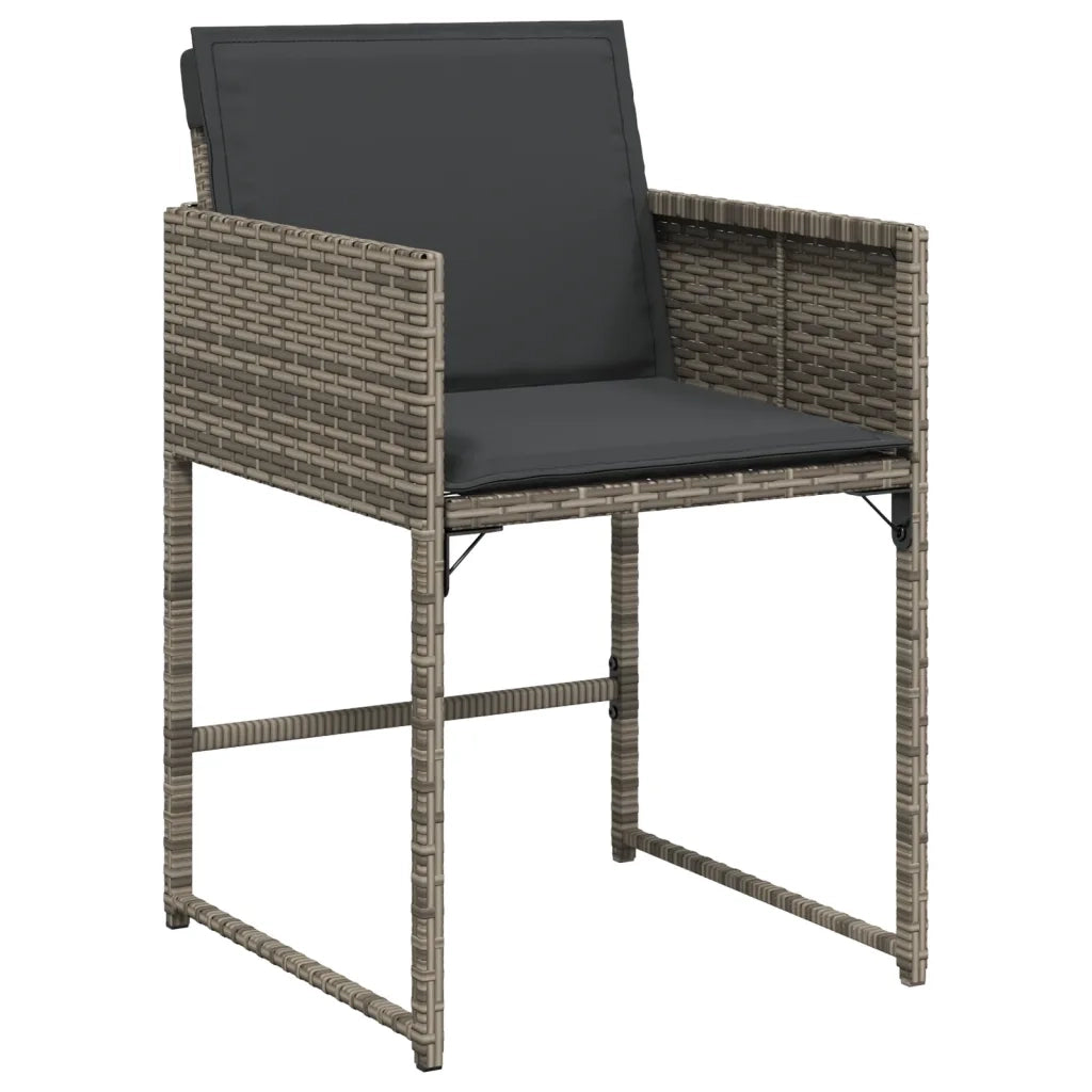 Set da Pranzo da Giardino 11pz con Cuscini in Polyrattan Grigio 3278059