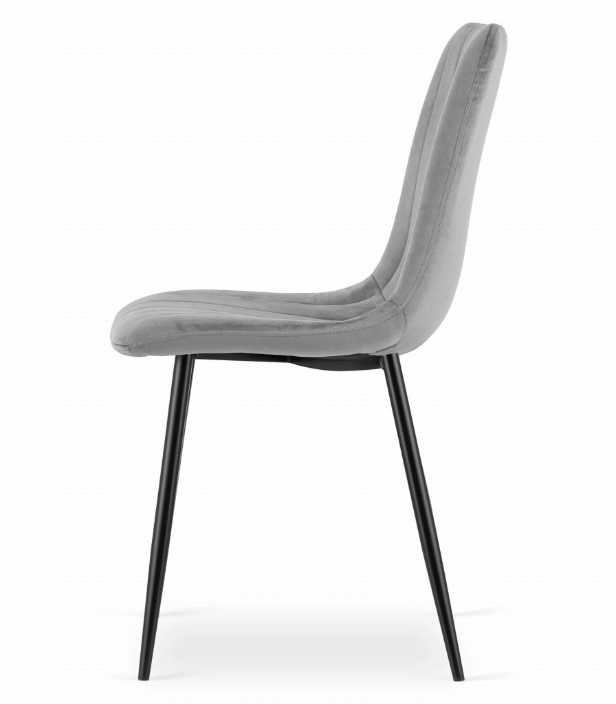 Sedia VALORA JEWA - Design ergonomico in velluto grigio chiaro x 3