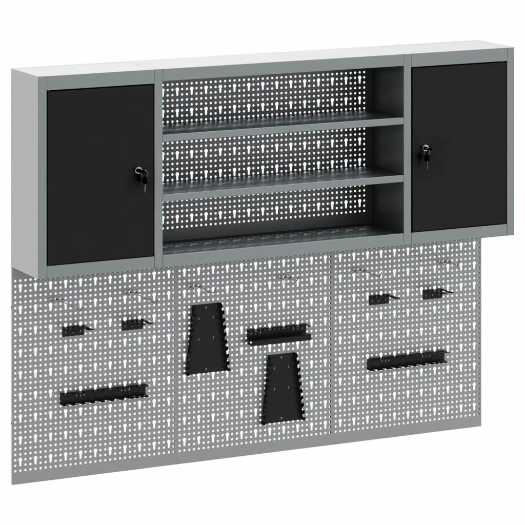 Set di armadi per attrezzi con lo scaffale 4 pcs Nero 3321406