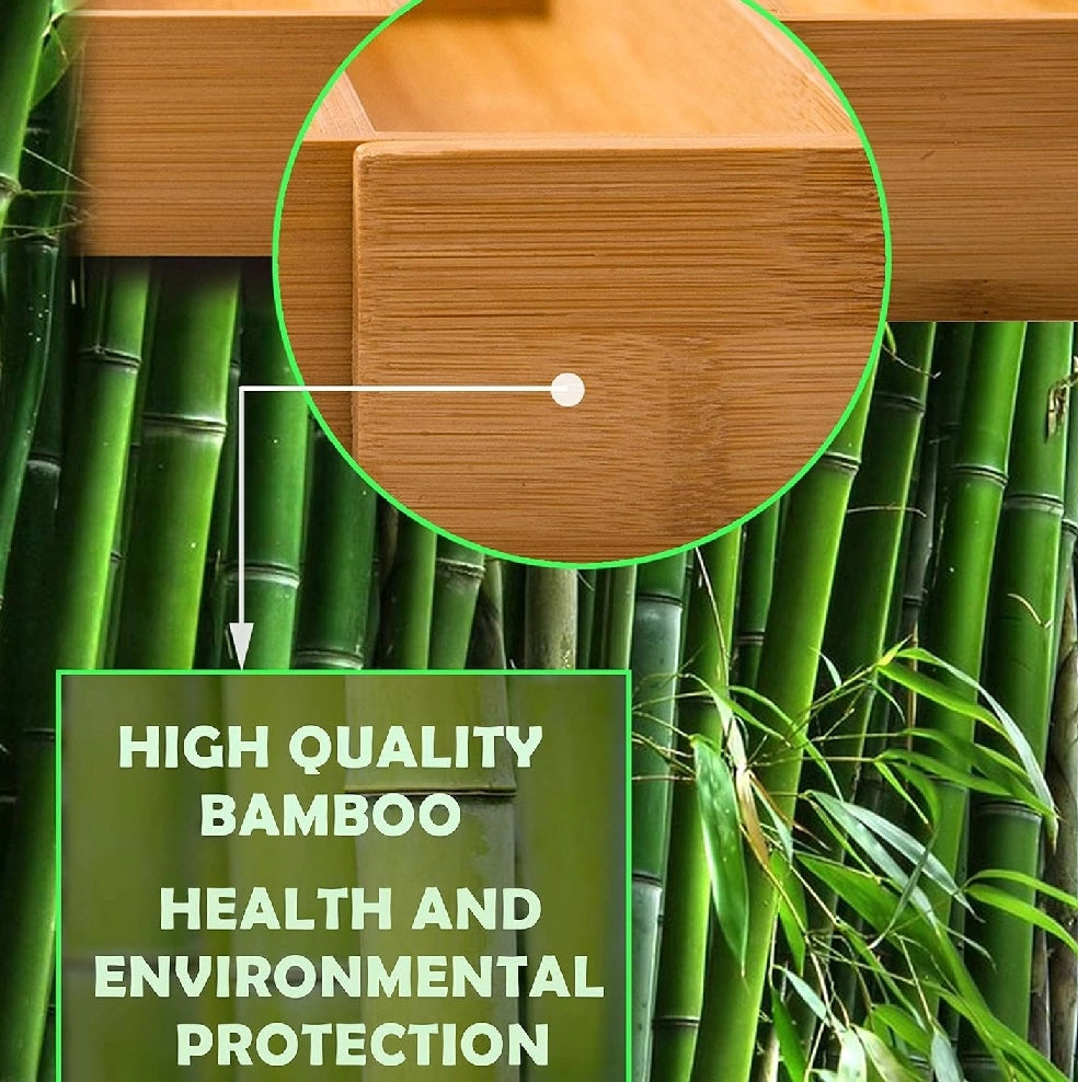 Kit da Bagno Pattumiera 3lt e Porta Scopino Acciaio Bambù