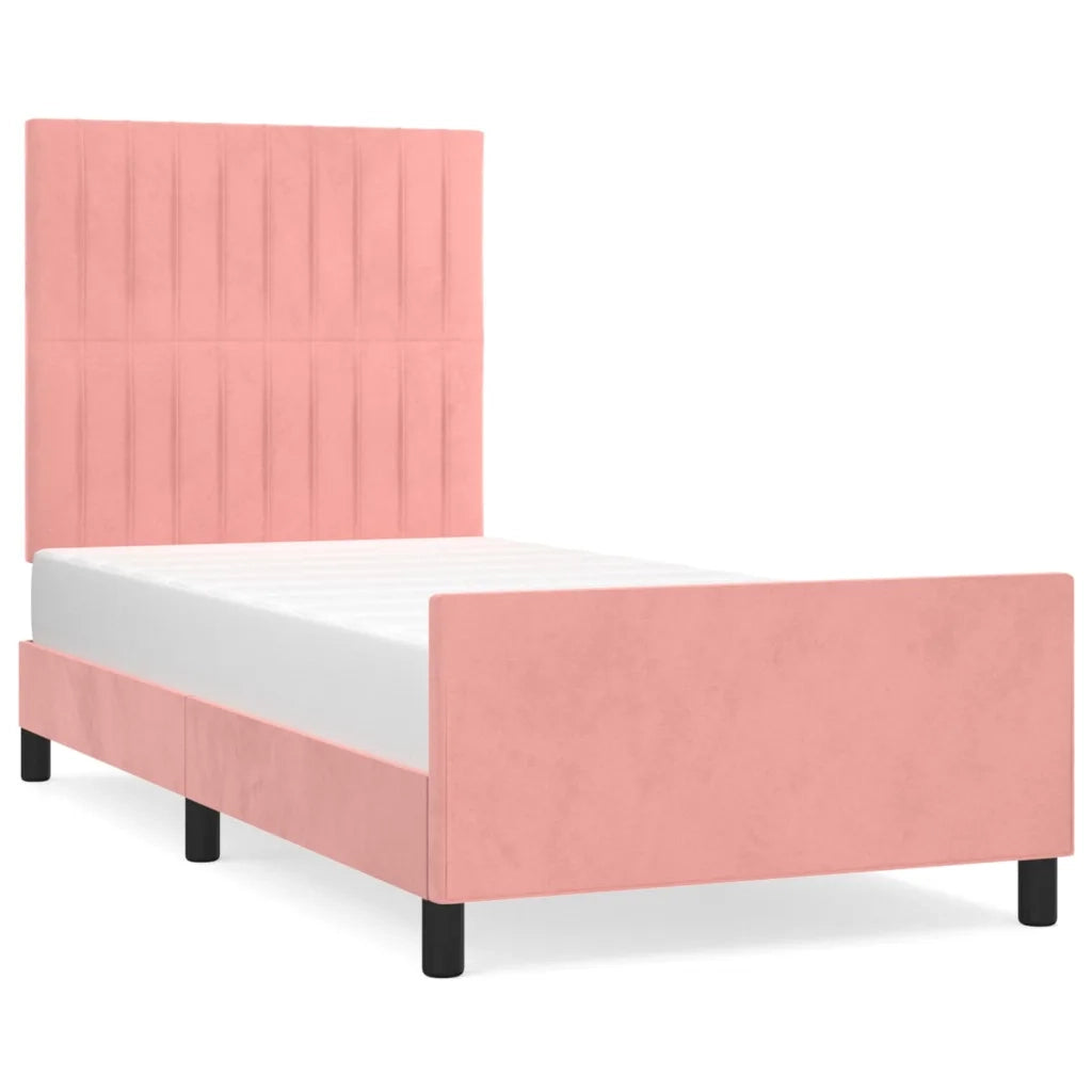 Giroletto con Testiera-Letto con Testiera Rosa 90x190 cm in Velluto 520322