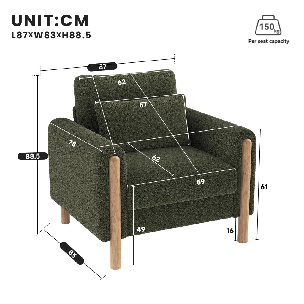 POLTRONA Lounge 87x83x88,5 cm in Teddy Verde