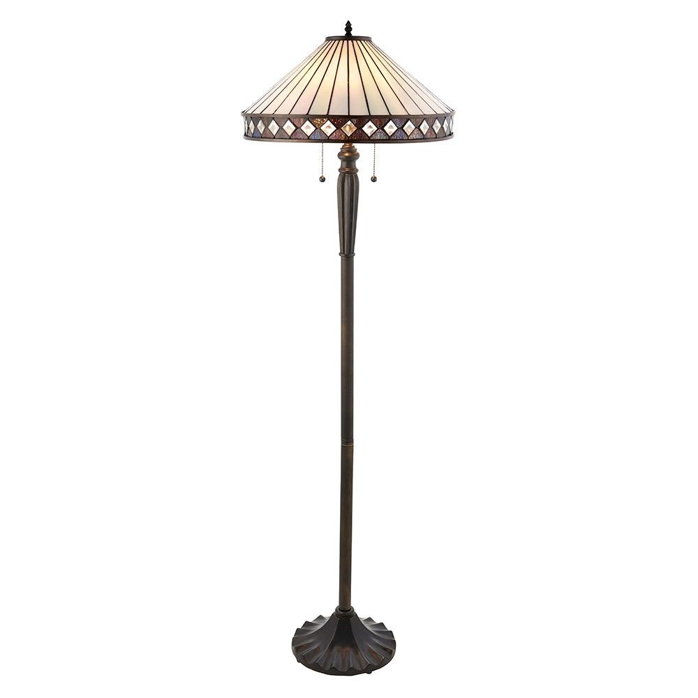 Lampada da terra Tiffany FARGO vetro 2xE27 tiranti