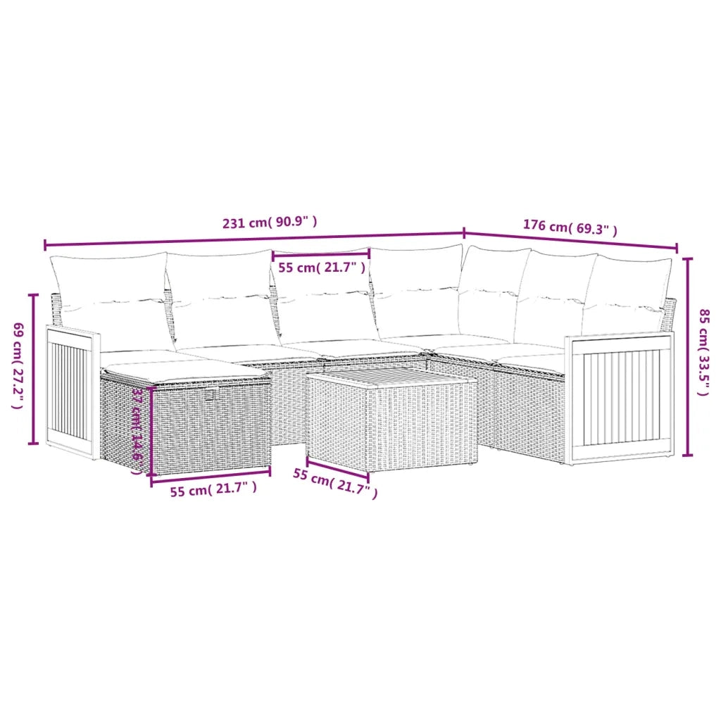 Set Divani da Giardino con Cuscini 8 pz Nero in Polyrattan 3265767