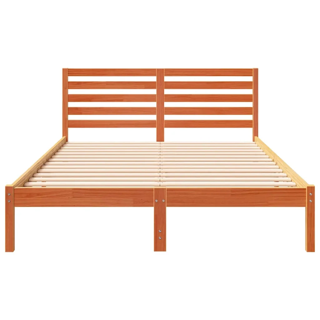 Letto matrimoniale | Letto per adulti | Struttura del letto Marrone cerato 140 x 220 cm Pino massello
