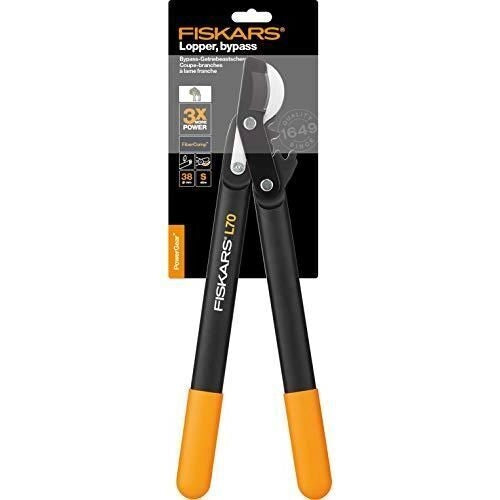 Fiskars L70 PowerGear II Troncarami Bypass a Uncino lama CrMoV PTFE manici FiberComp 46 cm capacita' 38 mm