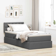 Letto con contenitore e materasso Grigio scuro 90 x 200 cm