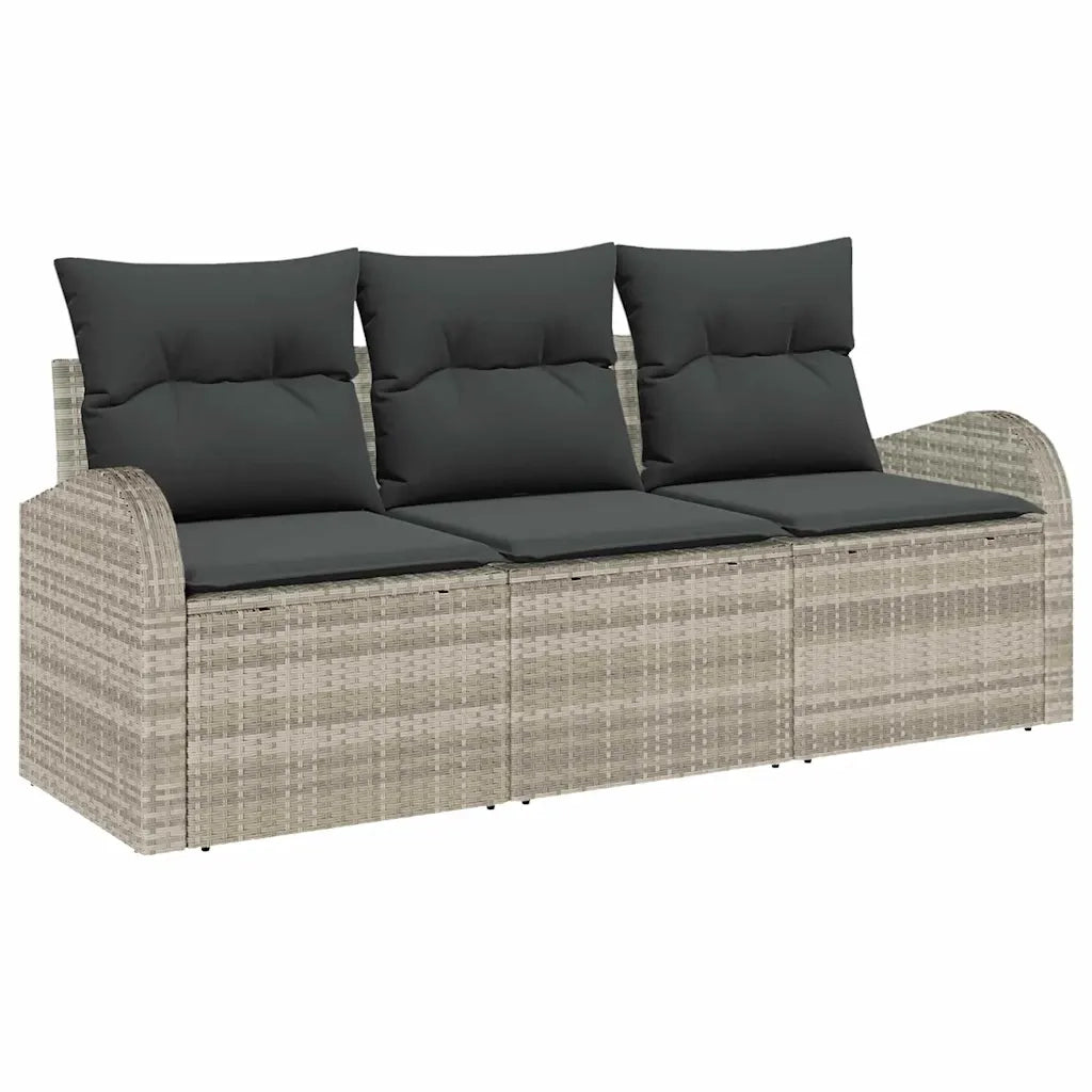 Set Divano da Giardino 3 pcs Grigio chiaro Poly Rattan 3345902