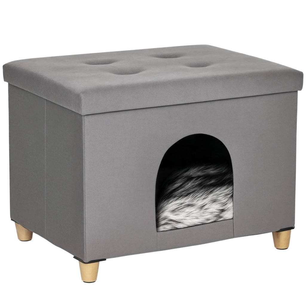 Pouf Poggiapiedi Imbottito con Cuscino Rimovibile ¨C Minimal ¨C Grigio