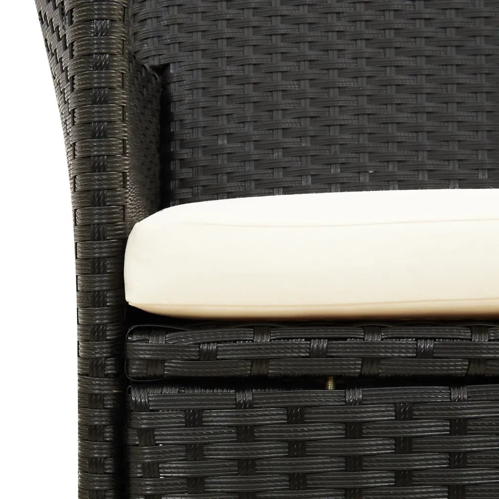 Set da Pranzo da Giardino 7 pz con Cuscini in Polyrattan Nero 3094829