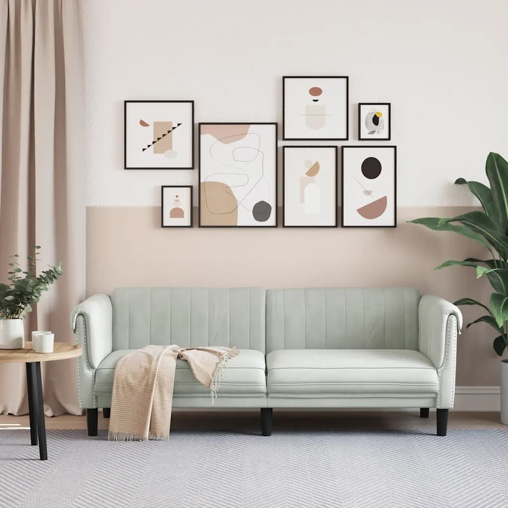 Divano | Divano da soggiorno | Sofa a 3 Posti Grigio Chiaro in Velluto