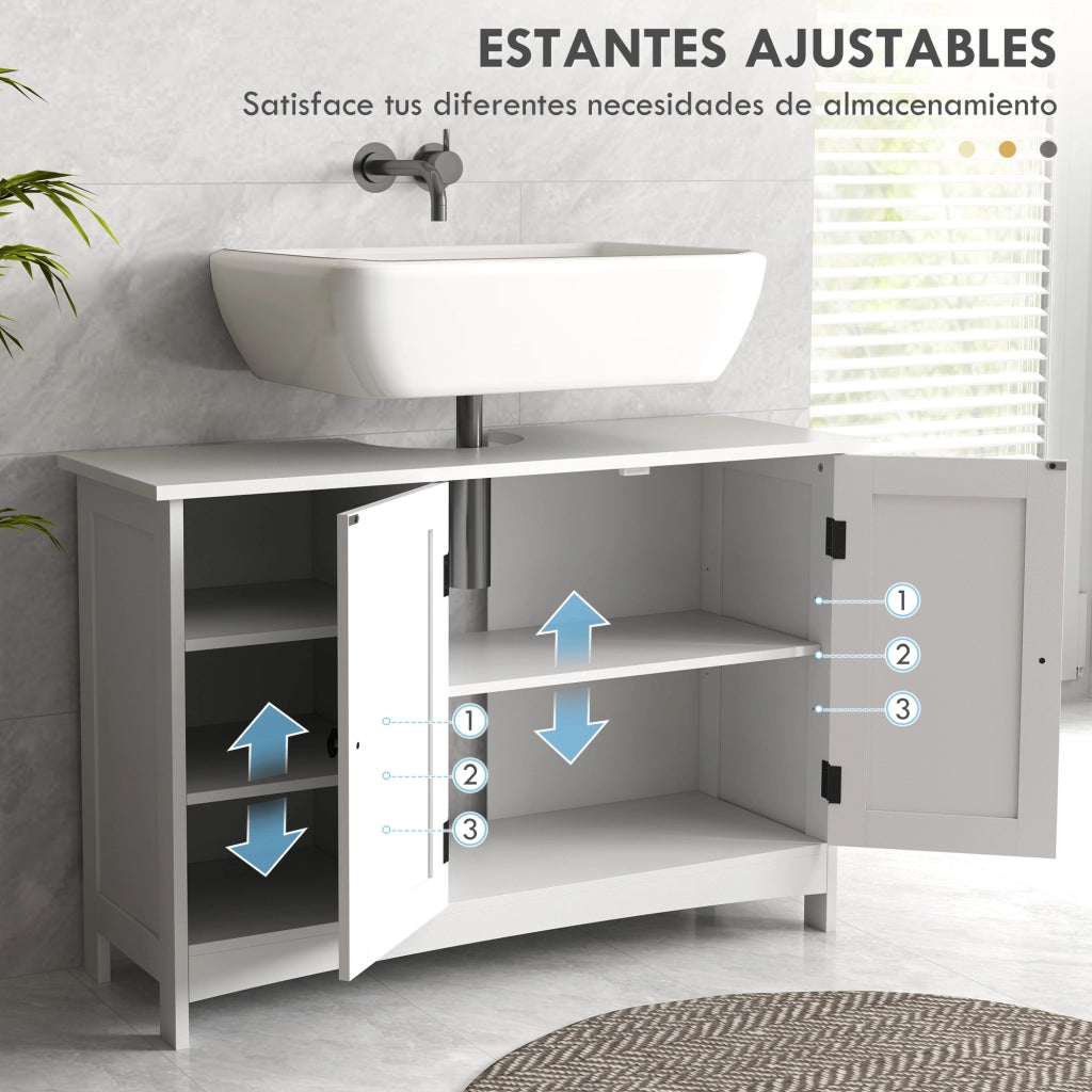 Mobiletto Sottolavabo con 2 Ante e Ripiani Regolabili ¨C Minimal ¨C 90x30x60 Bianco