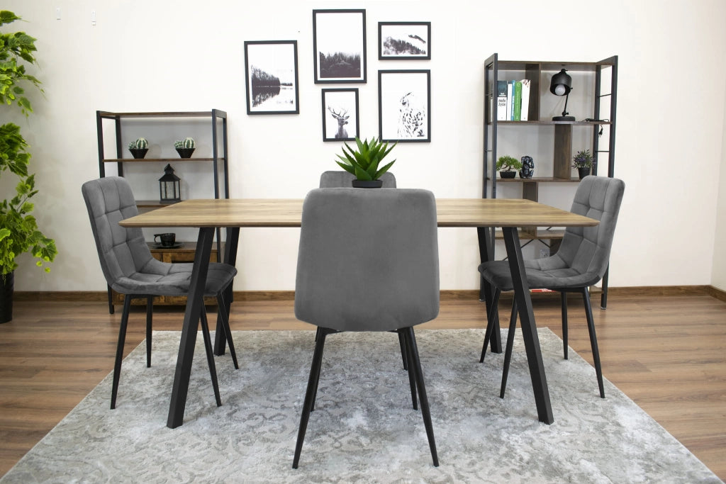 Sedia Valora PYRA in velluto grigio scuro, design moderno x4
