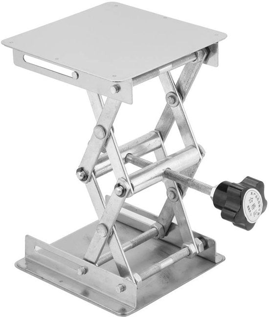 Maniglia di sollevamento regolabile - Piattaforma di sollevamento 100 x 100 mm - Acciaio inossidabile - Resistente alla corrosione - Per laboratorio - Massimo altezza 158 mm