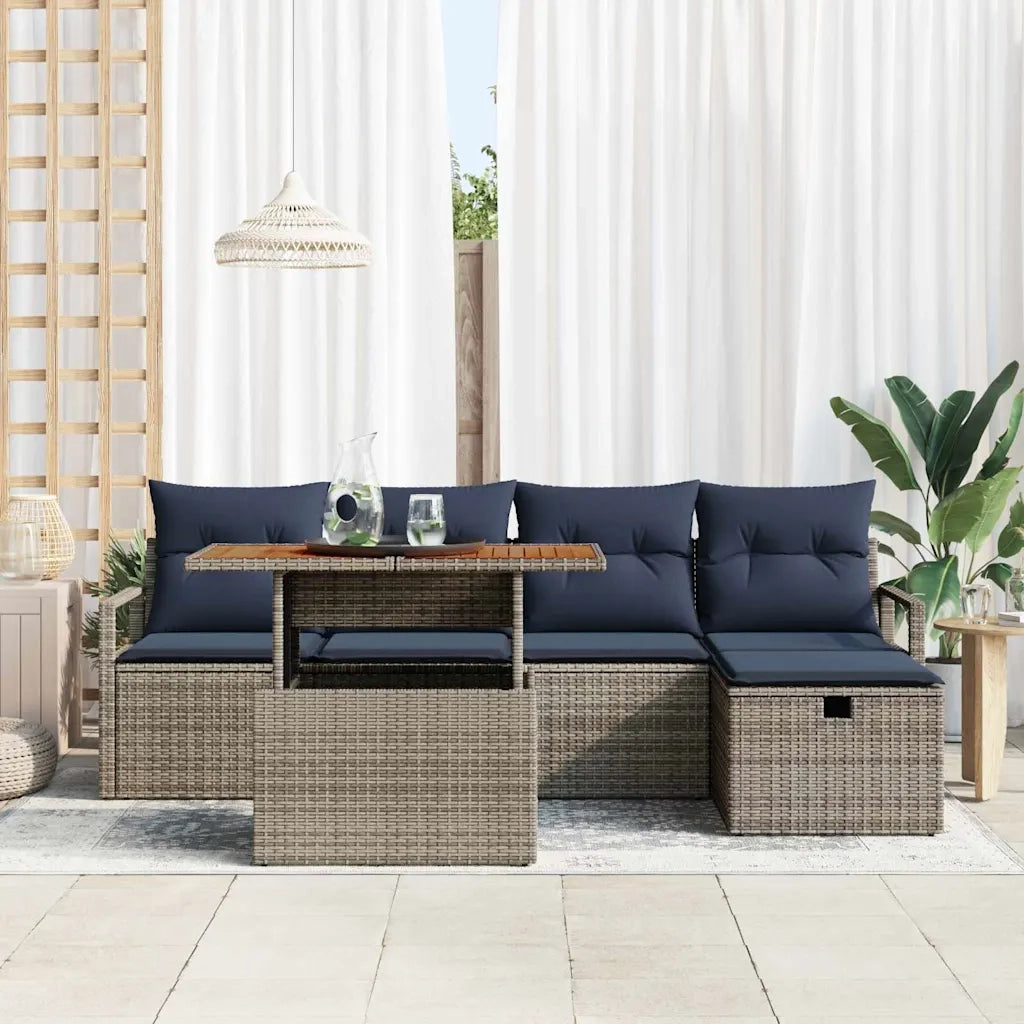 Set Divano da Giardino con cuscino 6 pcs Grigio polyrattan 3359993