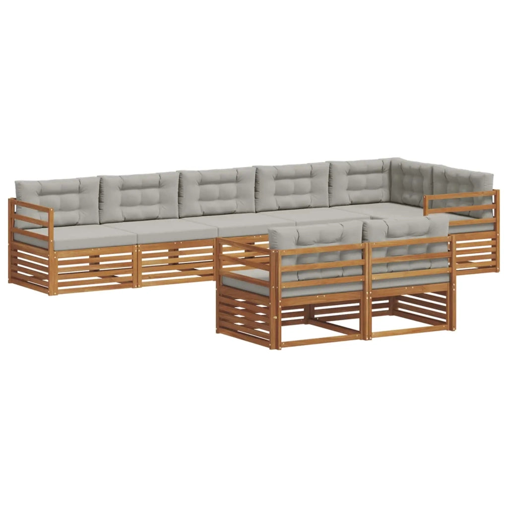 Set di divani da esterno 8 pcs Grigio Naturale e Chiaro 3373641