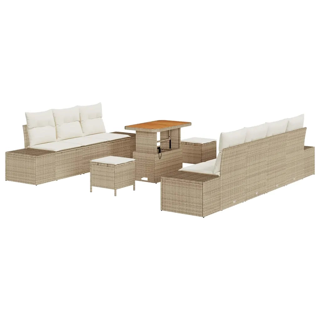 Set Divano da Giardino con cuscino 10 pcs Beige Poly Rattan 3364701