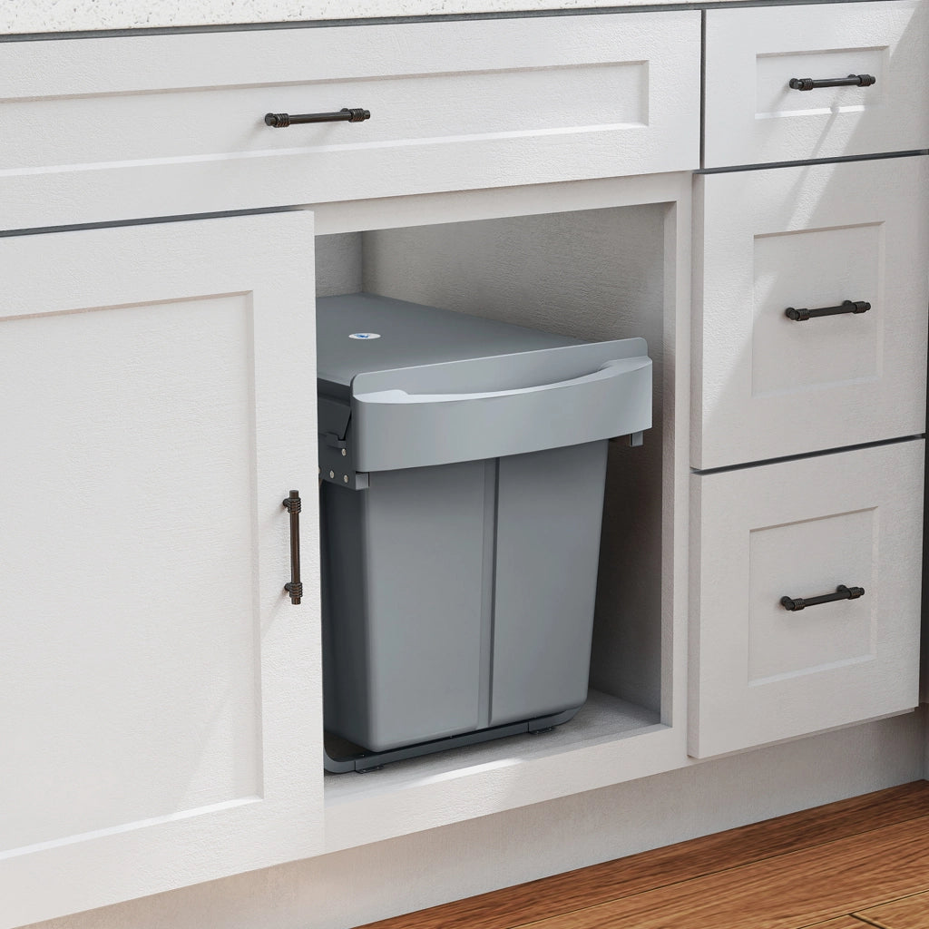 Pattumiera Estraibile Sottolavello per Differenziata con 2 Secchi da 20L. 52x33.5x41 cm. Grigio