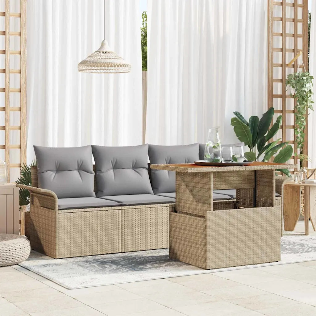 Set Divano da Giardino 5 pcs Beige e Grigio Chiaro polyrattan 3349265
