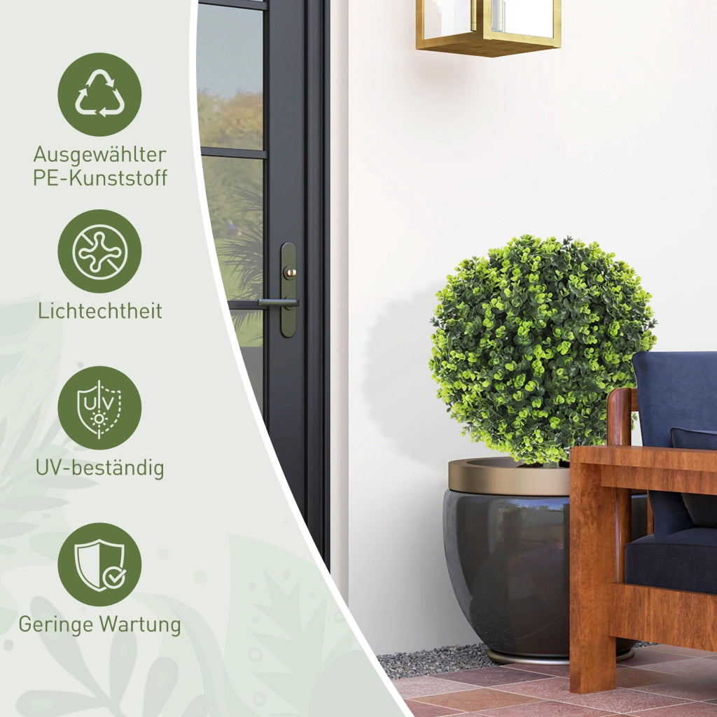 Set 2 Piante Artificiali Bosso Sfera ¨C Xylo ¨C Verde UV-resistente Interno Esterno