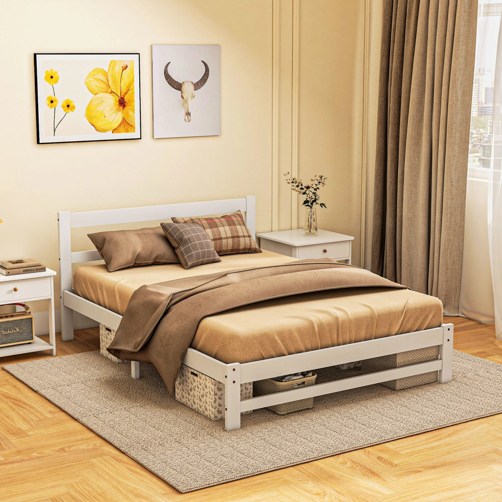 Letto Matrimoniale in Legno ¨C Minimal ¨C Bianco 195x141 cm