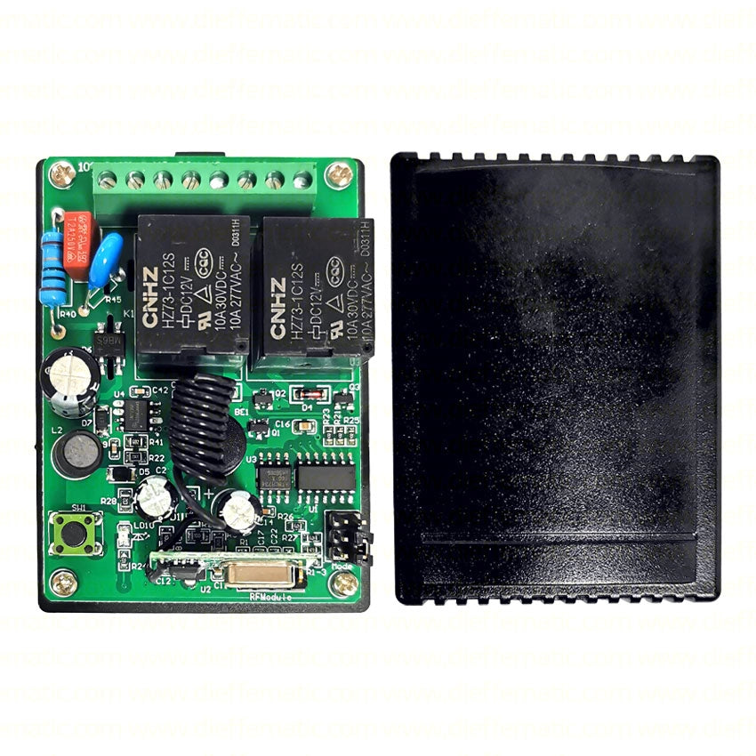 RICEVITORE UNIVERSALE 433 MHZ 2 CANALI 110 - 220 V CON ANTENNA E BOX YET402PC