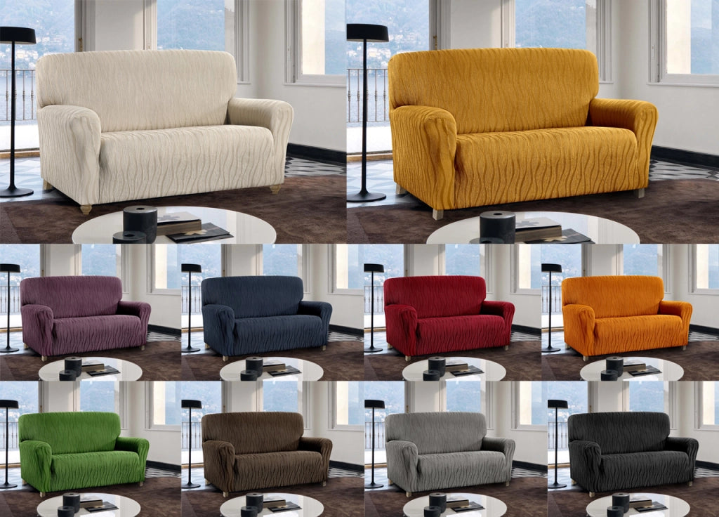 Copridivano Sofà Poltrona Elasticizzato Protezione Macchie Modello Wonderful - 4 Posti - Marrone